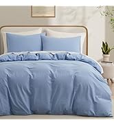 Amazon.com: LOVQUE Light Blue Cotton Duvet Cover Twin Size, Linen